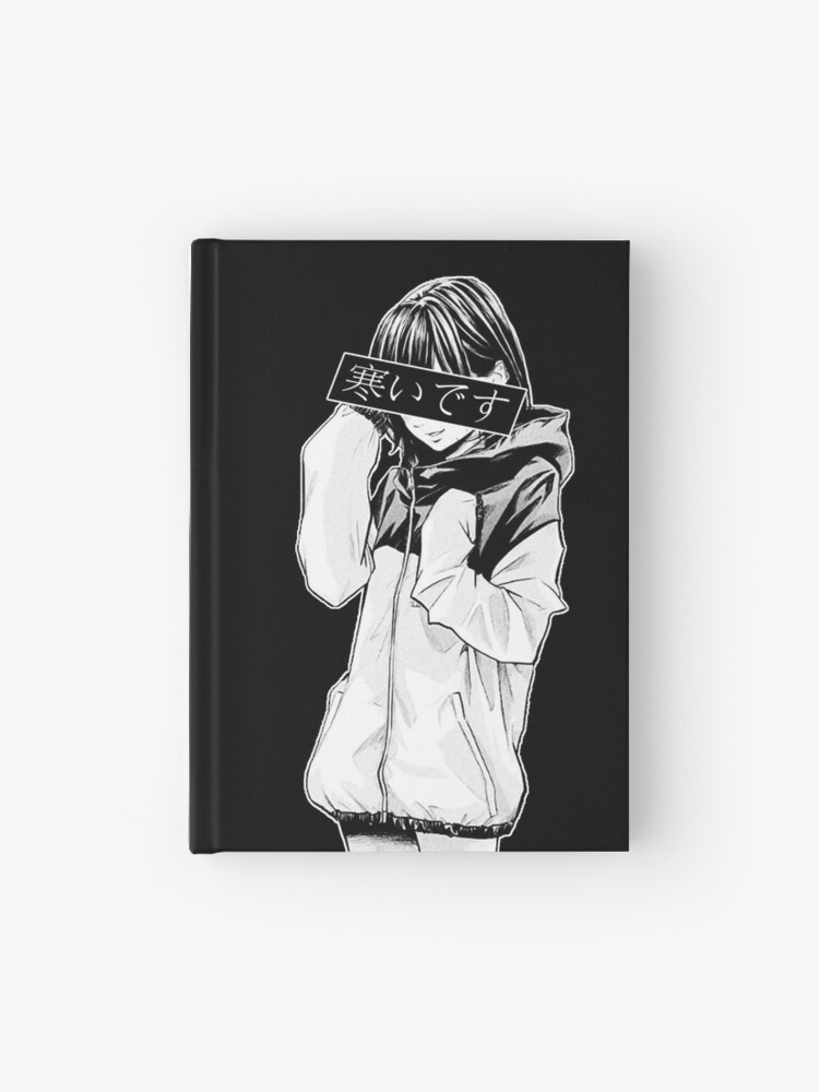 Cold Black And White Sad Japanese Aesthetic Hardcover Journal