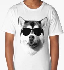 Cool Siberian Husky with Sunglasses Long T-Shirt