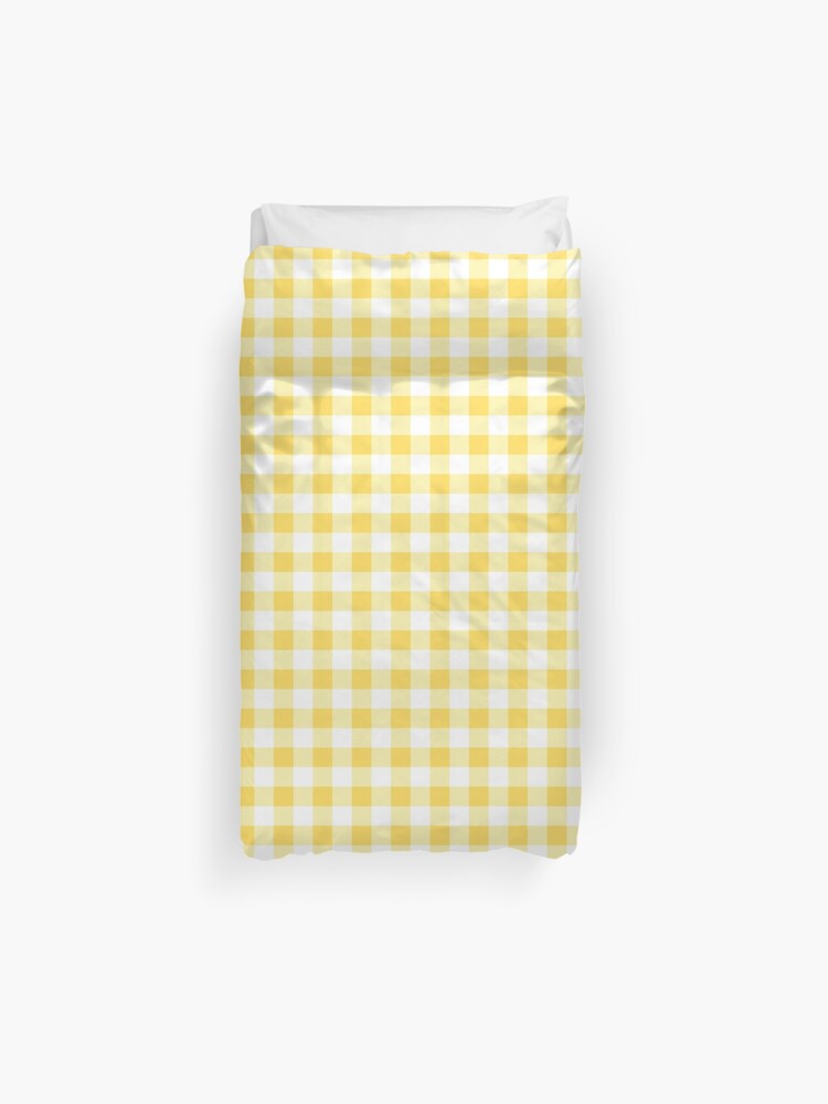 Buffalo Check Mustard Yellow And White Plaid Wide Stripes Duvet