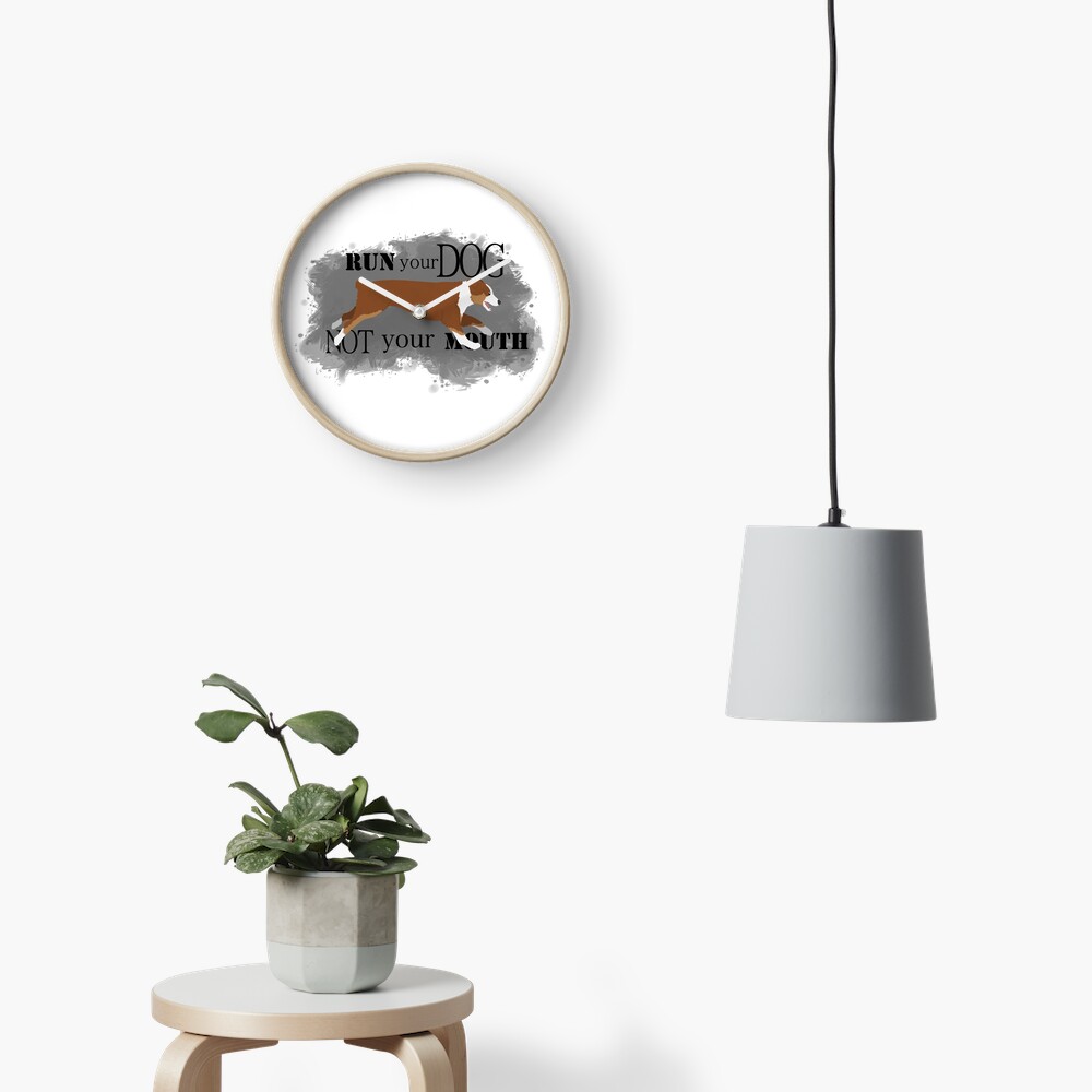Run Your Dog Not Your Mouth Australian Shepherd red tricolour Clock