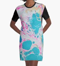 Marmoriertes Papiermuster T-Shirt Kleid
