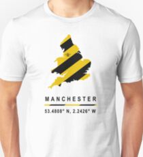 Camiseta ajustada Mapa GPS de la abeja de Manchester