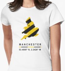 Manchester GPS Bee Map Women's Fitted T-Shirt
