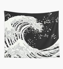 Schwarze und weiße große Welle Wandbehang