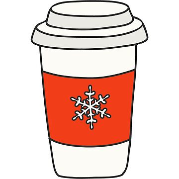 Winter and Christmas Drinks in Disposable Cups with Black Lids, Sleeves,  and Straws Sticker for Sale by LDTreasures