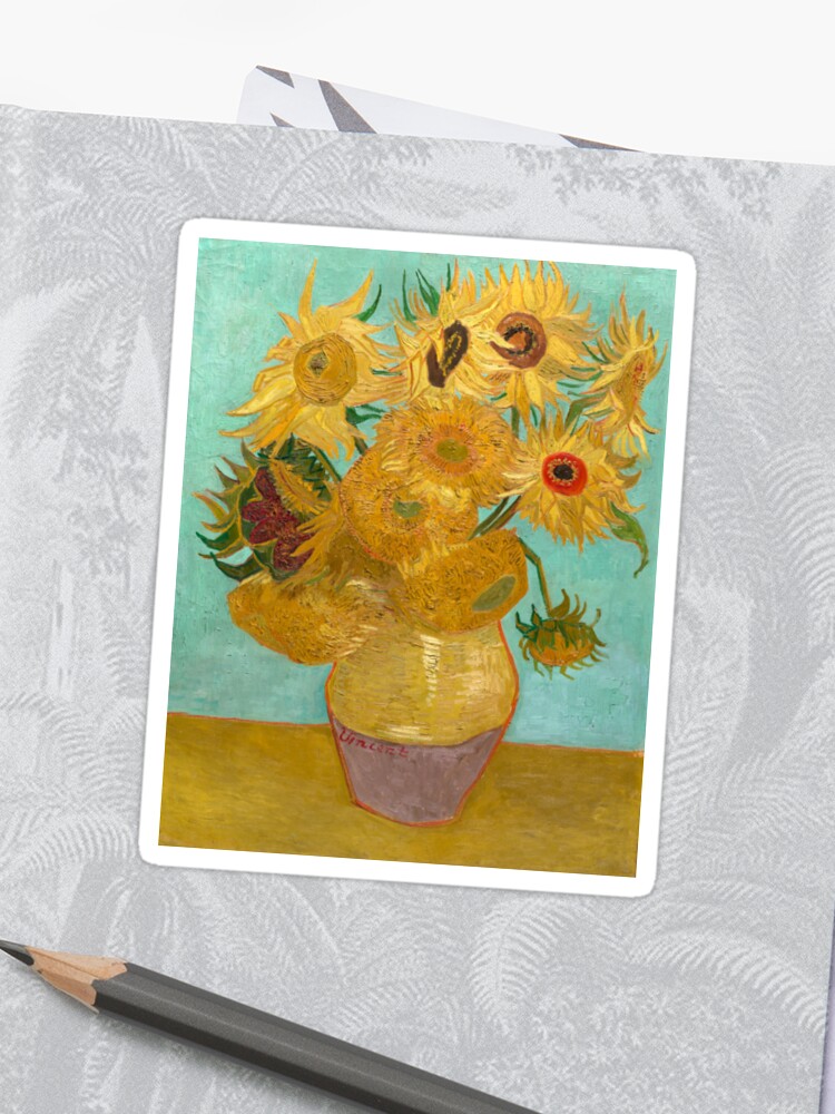 Vase With Twelve Sunflowers By Vincent Van Gogh 1889 Sticker By