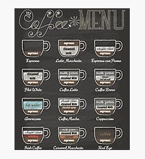 Coffee Shop Menu Photographic Print