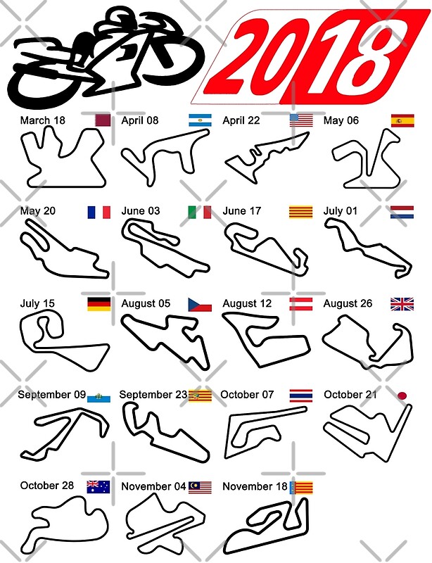 "MotoGp Calendar 2018 circuits white" Photographic Prints ...