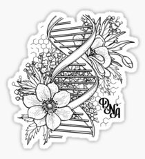 Grafische DNA-Struktur mit Blumenmuster Glänzender Sticker