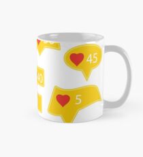 Set of Yellow Icons with Red Heart Isolated on White Background Mug
