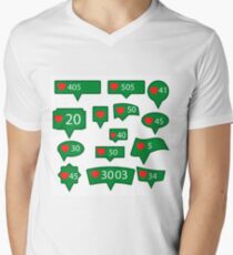 Set of Green Icons with Red Heart Isolated on White Background Men's V-Neck T-Shirt