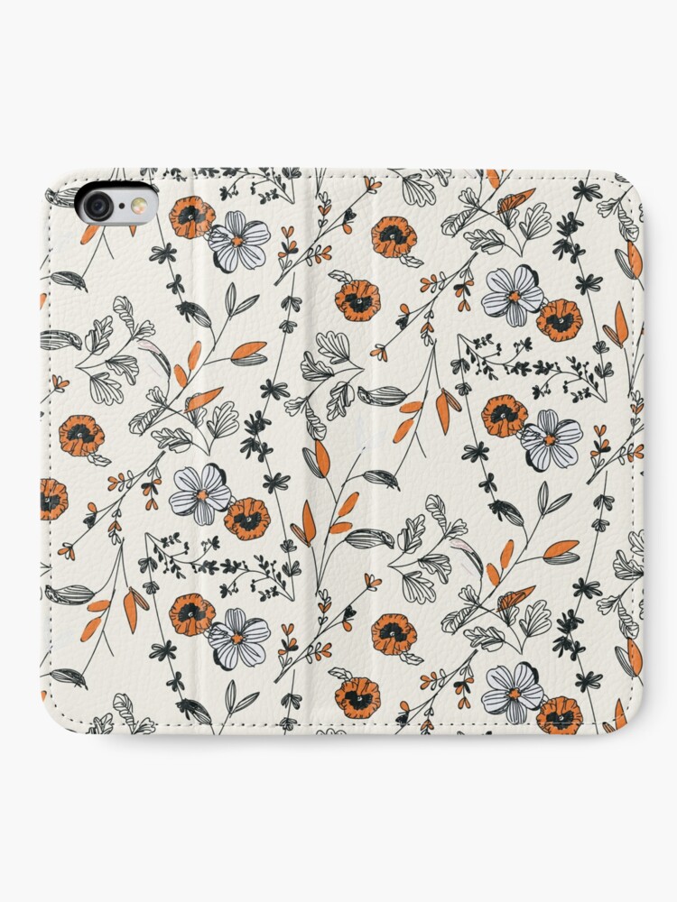 Alternate view of Orange Flower Pattern iPhone Wallet