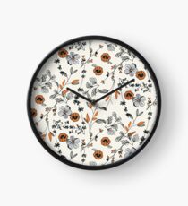 Orange Flower Pattern Clock