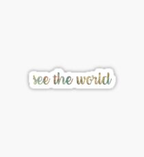 see the world cursive map Sticker