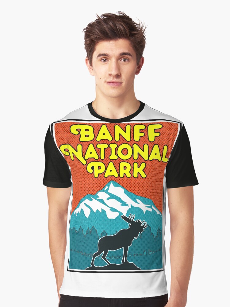 “Banff National Park Canada Mountains Moose Vintage” Graphic T-Shirt by