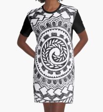 Retro Colorful 60s 70s Polynesian Tattoo (black) Graphic T-Shirt Dress