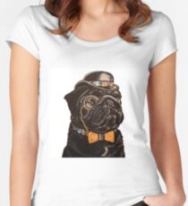 Dapper Black Pug Fitted Scoop T-Shirt
