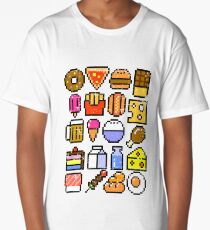 8 bit Foodie v2 Distressed Long T-Shirt