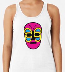 Lucha Libre // Mexican Wrestling Mask Pink with Butterfly Racerback Tank Top