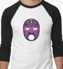 "Lucha Libre" (Free Fight) Mexican Wrestling Mask Purple Baseball ¾ Sleeve T-Shirt