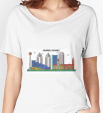 Canada, Calgary City Skyline Design Women's Relaxed Fit T-Shirt