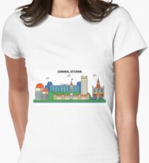Canada, Ottawa City Skyline Design Women's Fitted T-Shirt