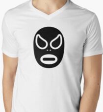 Lucha Libre // Mexican Wrestling Mask Black and White Men's V-Neck T-Shirt