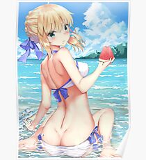 Saber with watermelon Poster