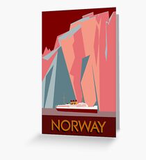 Norwegen-Fjorde Retro- Weinleseart-Kreuzfahrtreise Grußkarte