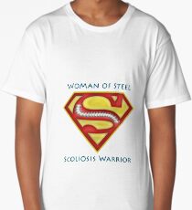 Woman of Steel - Scoliosis Awareness Long T-Shirt
