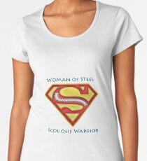 Woman of Steel - Scoliosis Awareness Women's Premium T-Shirt