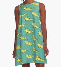Yellow Fish Pattern A-Line Dress