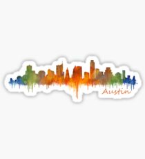 US TX Austin City Skyline watercolor UHq v2 Sticker