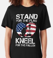 Stand For The Flag, Kneel For The Fallen! Slim Fit T-Shirt