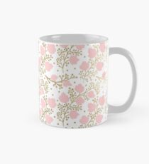 Taza clásica Girly rubor rosado falso oro elegante floral