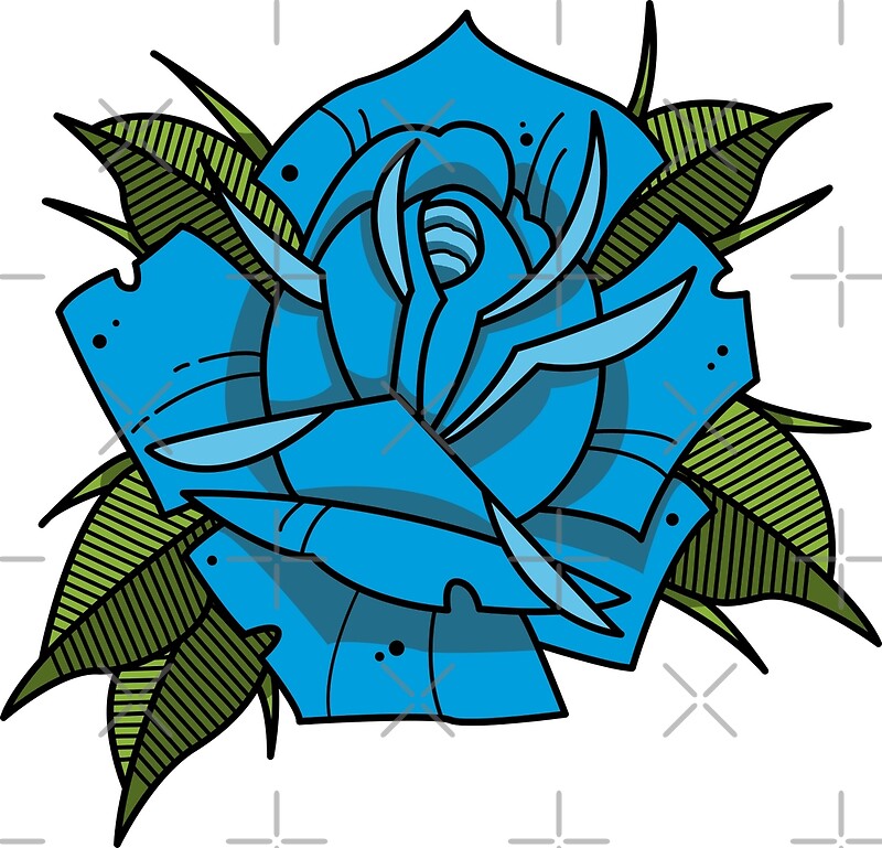blue neo traditional rose tattoo blue neo traditional rose tattoo