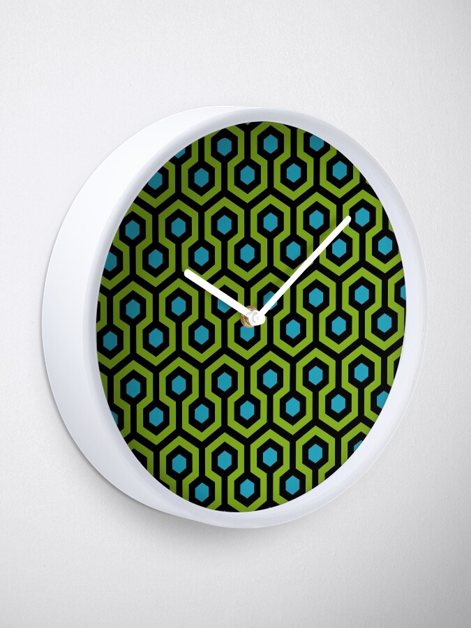 Alternate view of Geometric Pattern: Looped Hexagons: Green/Blue Clock