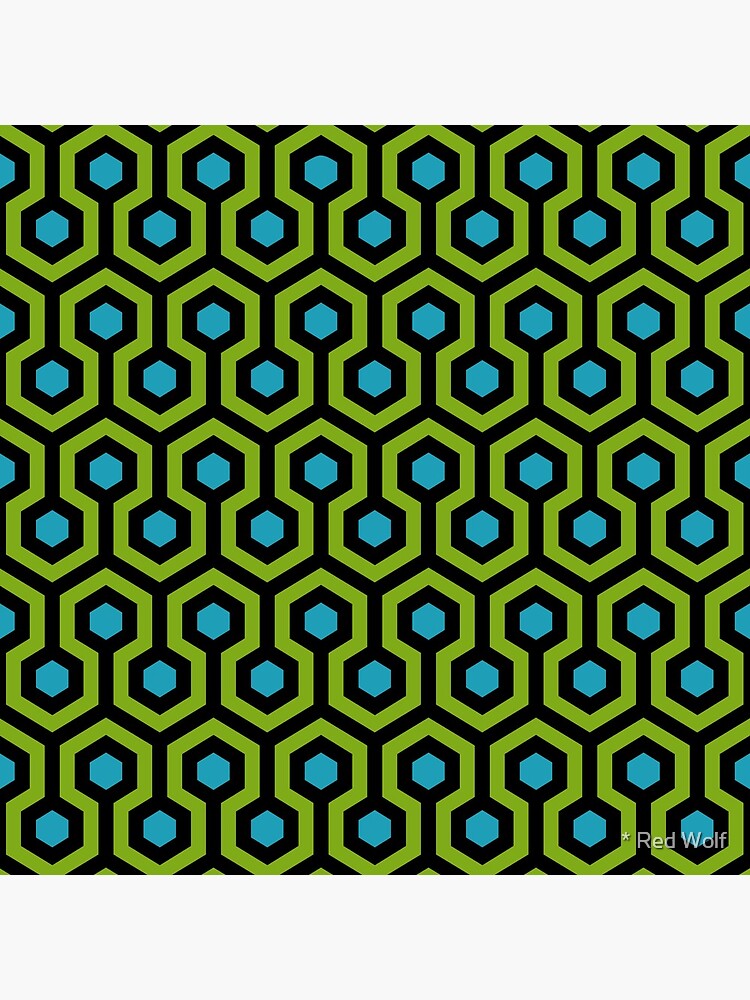 Geometric Pattern: Looped Hexagons: Green/Blue by redwolfoz