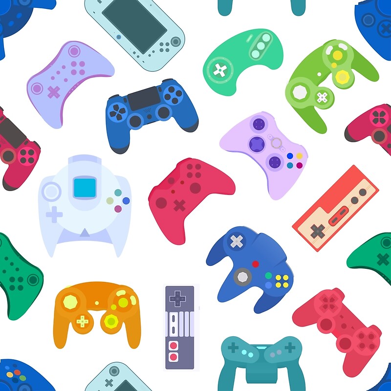 "Video game controller background Gadgets seamless pattern" Posters by