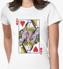 Queen of Hearts Playing Card Women's Fitted T-Shirt