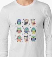 Fun owls in pastel colors Long Sleeve T-Shirt