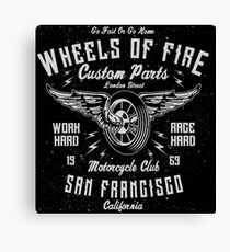 Motorcycle Wheels of Fire Retro Vintage Canvas Print