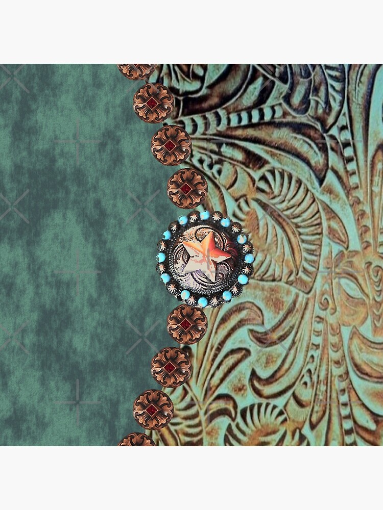Rustic cowboy cowgirl western country green teal leather by lfang77