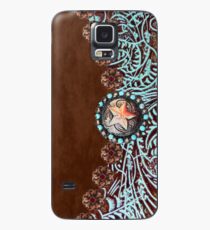 Primitive cowboy cowgirl western country brown turquoise leather Case/Skin for Samsung Galaxy