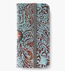Primitive cowboy cowgirl western country brown turquoise leather iPhone Wallet/Case/Skin
