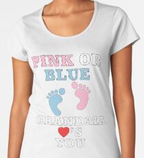 Pink Or Blue Grandma Loves You Baby Shower Heart Gender Reveal Party Mens Womens T Shirt You Baby Shower Gender Reveal Party Mens Womens T Shirt Funny Cute Gift Women's Premium T-Shirt