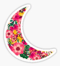 Floral Print Crescent Moon Sticker