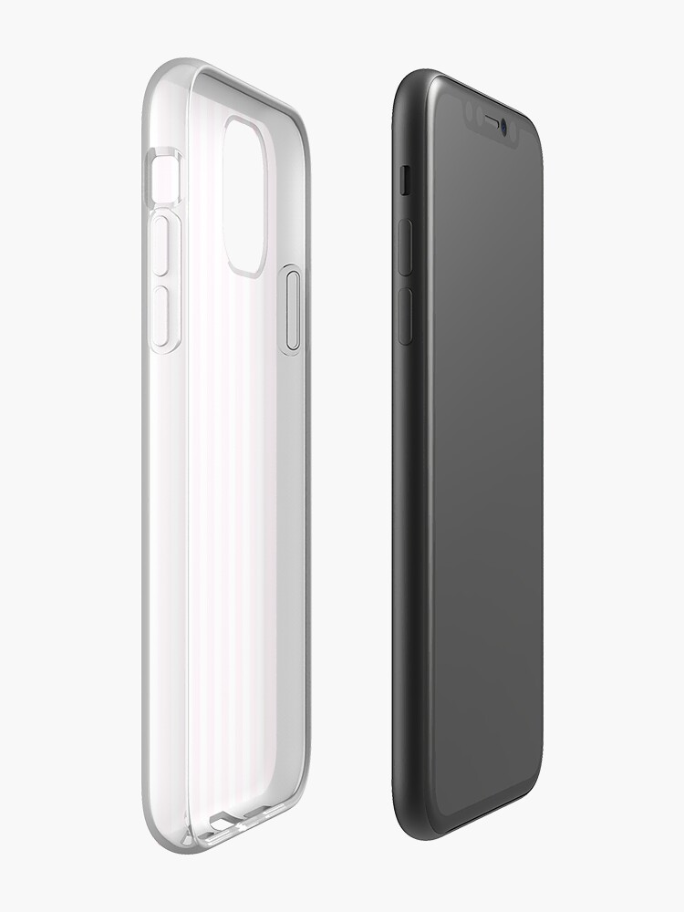 Coque iPhone « Rayure verticale rose et blanche », par VassalloDesigns