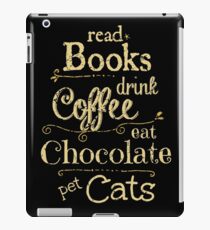 Vinilo o funda para iPad leer libros, tomar café, comer chocolate, gatos domésticos