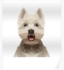 Netter weißer Westie Hund (niedriger Polyentwurf) Poster